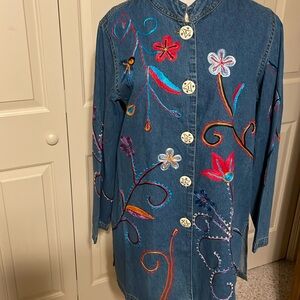 Indigo Moon Size M Lightweight Blue Jean Long Jacket.